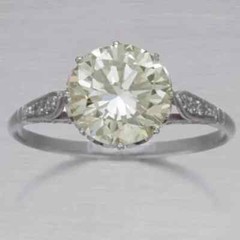 Art Deco Style White Lab Created Diamond Engagement 14K White Gold Finish Ring