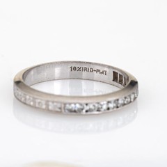 Vintage Art Deco Diamond Ring Sz 5 Platinum Wedding Band Half Hoop Jewelry