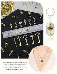 JIALEEY 80 PCS Vintage Skeleton Key Set 0.6″ – 1.85″ (15 – 46 mm), Golden