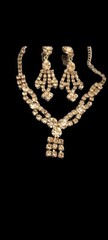 Vintage La Roco crystal necklace Clip on Earrings statement signed costume