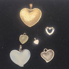 Vintage Heart Pendant Lot Mixed Materials And Styles