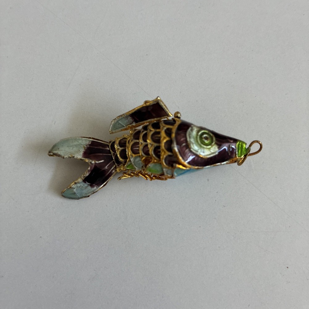 Vintage Enamel Articulated Koi Fish Pendant