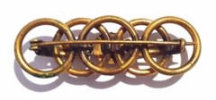 Brooch Brass Old Vintage Handmade Green Glass Stone Hand Work Retro Mid Century
