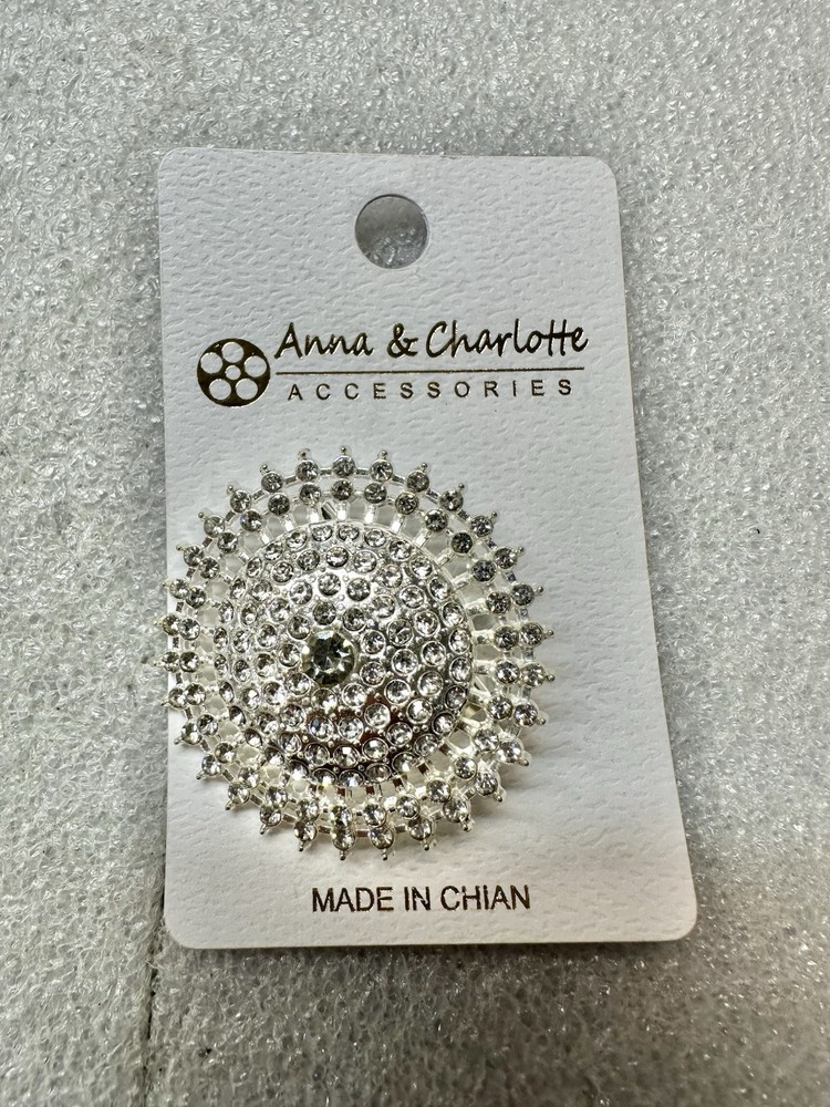ANNA Charlotte Blinged Rhinestone Domed Round Brooch