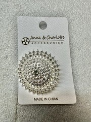 ANNA Charlotte Blinged Rhinestone Domed Round Brooch