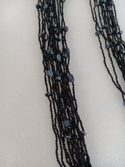 Black ART GLASS BEADED SWEATER/SCARF NECKLACE VINTAGE 48″