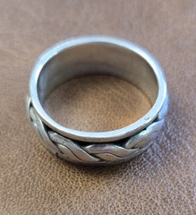 Vintage Woven Braided Spinner Ring 925 Silver Size 9.5