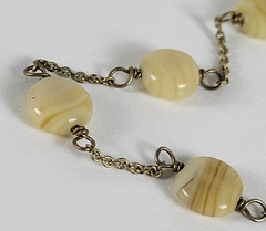 Brass And Butterscotch Agate Station Necklace 43 In Spring Ring Opera Lenght