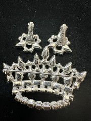VINTAGE B.DAVID QUEEN MOTHER BROOCH AND EARRINGS
