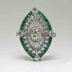 3.2Ct Art Deco Style Round Lab Created Diamond Engagement 14K White Gold FN Ring