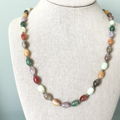 Vintage Multicolor Acrylic Long Beaded Ladies Colorful Strand Necklace 30″