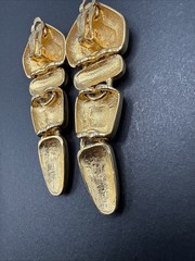 Erwin Pearl Vintage Dangle Gold Tone Black Enamel Clip On Earrings J6a