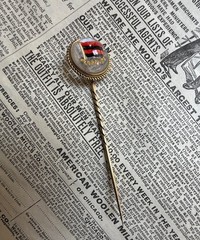 Antique 15k Reverse Painted “Florence” Reverse Painted Essex Crystal Stick Pin