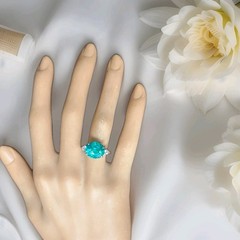 Vintage Platinum Engagement Ring 7.27ct. Blue Neon Tourmaline Oval Shape