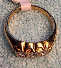 Vintage Uncas 14kt Gold Electroplate 3-Stone CZ Gypsy Ring Band – Men’s 11.25