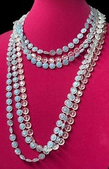 Vintage Early Plastic Faceted Discs Necklace Multiple Strands Blue And Clear