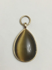 Tiger Eye Stone Pendant With Gold Tone