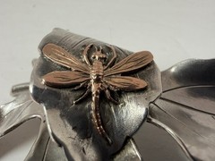 Shiebler sterling silver pin brooch. Mixed metal. Applied rose gold insect