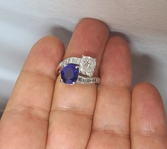 Vintage Platinum Toi Et Moi Ring 5.77CT.Natural Blue Sapphire Diamond GIA Cert