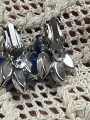 HUGE Vtg Unsigned Juliana D&E Sapphire Blue Rhinestone Brooch Earrings Set 2.3″