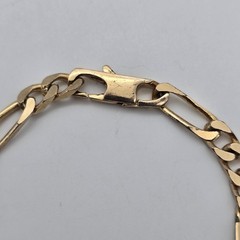 Vintage Gold Filled / Rolled Gold – 6 mm Blocky Flat Figaro Chain Bracelet 8.25″