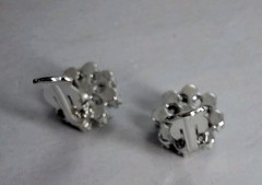 Vintage Gold Plated AB And Pale Blue Crystals Floral Clip-ons