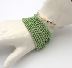 1940s DECO Green Enameled BALL Chain Bracelet; Disaster Relief
