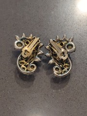 Vintage Signed 1951 Hollycraft Rhinestone Earrings Paisley READ K126