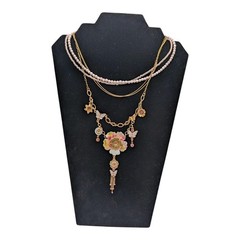 Pilgrim Danish Design Necklace Enamel MOP Crystal Charm Floral Butterfly Whimsy