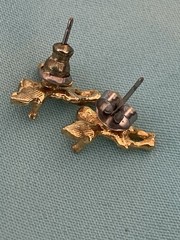 Vintage Gold Tone/Purple Crystals Angel Earrings