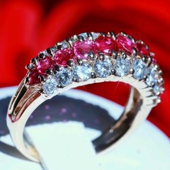 14k yellow gold 1.50ct natural diamond size 6.75 ring ruby band heated 4.95gr