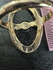 Faux Black Onyx Size 6.5 Gold Tone Clear Stone