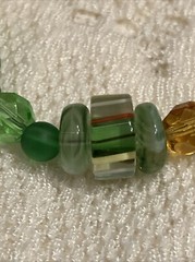 Gorgeous Vintage Necklace And Bracelet Green Glass Beads Sterling Clasps Glows