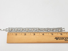 VINTAGE STERLING SILVER MARKED LIND-GAL RHINESTONE BRACELET & SAFETY CH. 32.8 GR
