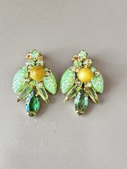 Vintage Verified JULIANA BOOK SET Green Art Glass Necklace Bracelet Brooch Ear