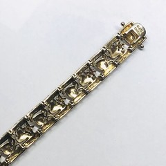 Vintage Sterling Silver Gold Clad Multi Color Stone Bracelet 7 1/4”