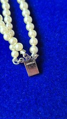 Circa 1950 NOS Marvella 3-Str Faux Pearl Necklace ,Original Tag,Box,Sterlinig