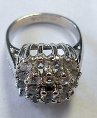 Signed Uncas Mfg. Co. Sterling Silver & CZ Large Cocktail Ring