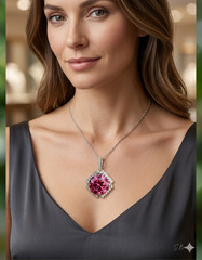 HUGE ,Gorgeous 30.50 Ct Pink Diamond Solitaire Necklace-FREE Diamond Studs