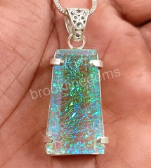 64.75 CT Fancy Natural Ammolite Opal Doublet 925 Silver Pendant EGL Gems 5ARA