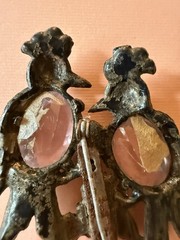 VTG 40’s Pot Metal Jelly Belly Enamel Love Birds Brooch Figural Art Nouveau