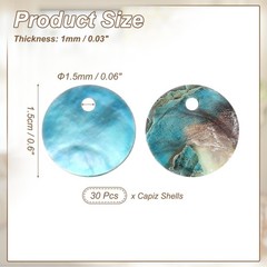 30Pcs Capiz Shells 1.5cm/0.6″ Round Sky Blue Shells for Crafts Sky Blue