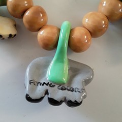 Vintage Flying Colors Safari Animal Ceramic Necklace Jungle Statement 24″