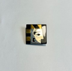 1950’s VINTAGE Modernist, Mexican, Mixed Metal, Lapis, Onyx, Face Profile Brooch