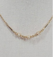 Vintage Avon Gold Tone Faux Pearl Caged Dainty Necklace 14.5 In