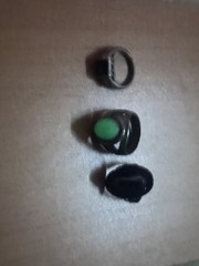 3 vintage silver rings the green glows in the dark