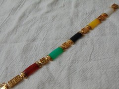 vintage colorful glass segments Asian style bracelet