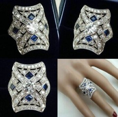 Art Deco Style 2.90 CT Round Lab-Created Diamond Wedding Gift Ring In 925 Silver