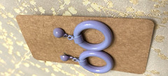 Retro Vintage Purple Drop Dangle Circle Hoop Stud Earrings 1.5 Inch