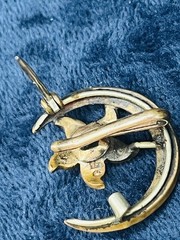 Antique Gold Filled Crescent Moon Flower Seed Pearl Lady’s Pocket Watch Brooch